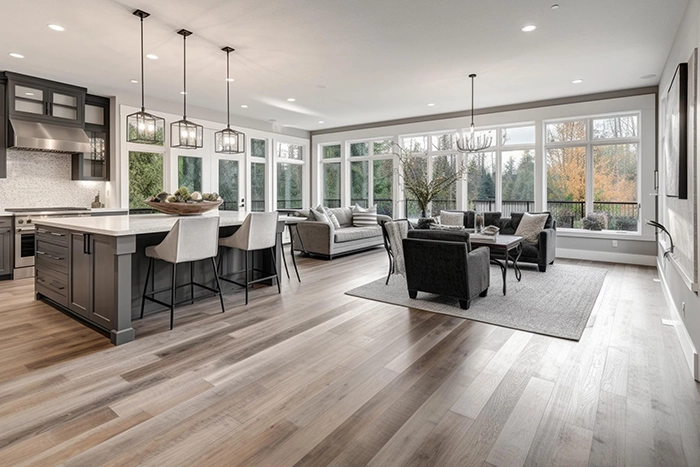Beautiful living room with hardwood floors